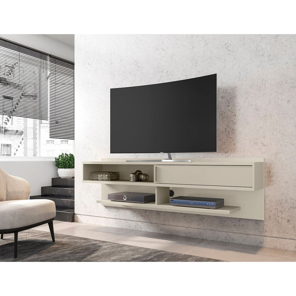 Astor 70.86 Modern Floating Entertainment Center 1.0 with Media Shelves in Off White Image 2