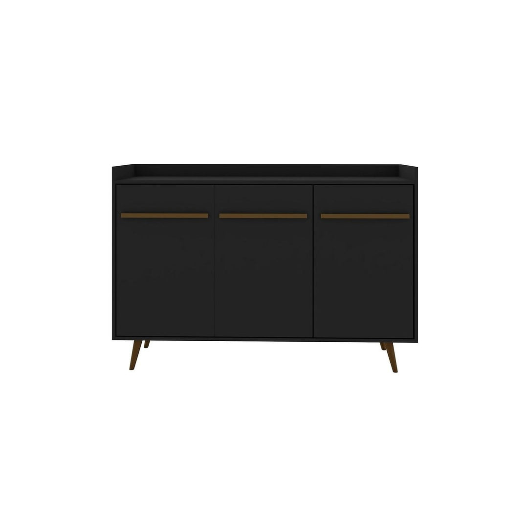 Bradley Buffet Stand 53.54 Inch Mid-Century 4 Shelves Storage Sideboard Brown Image 1