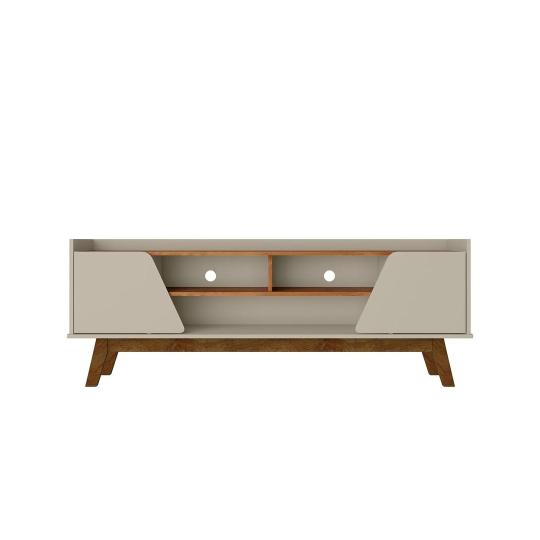 Mid-Century Modern Marcus TV Stand 62.99 Solid Wood Legs Soft-Close Doors Image 1