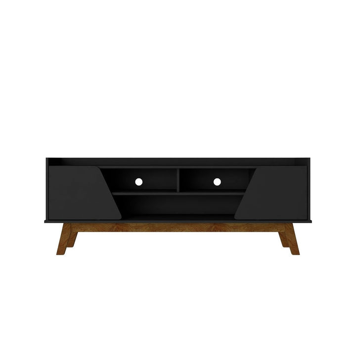 Mid-Century Modern Marcus TV Stand 62.99 Solid Wood Legs Soft-Close Doors Image 1