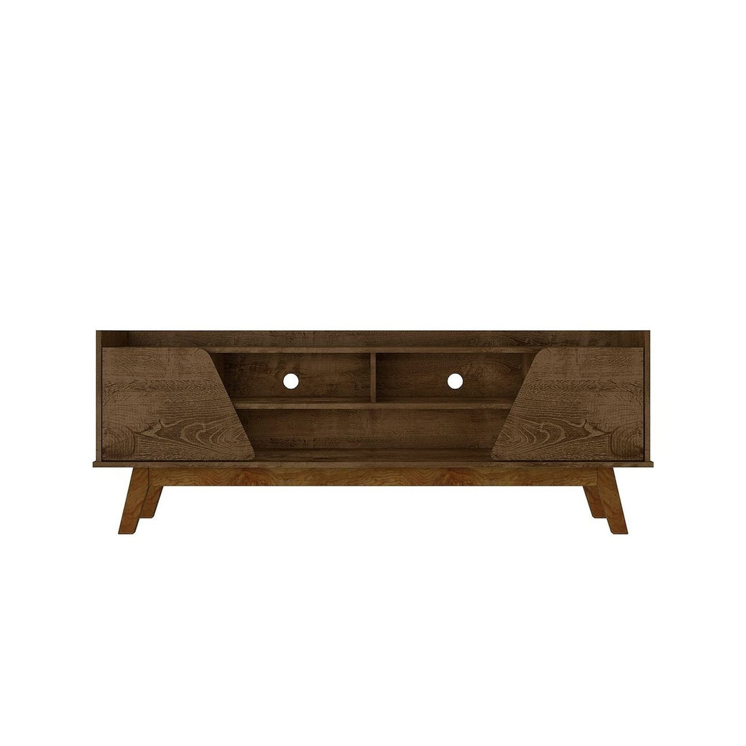 Mid-Century Modern Marcus TV Stand 62.99 Solid Wood Legs Soft-Close Doors Image 1