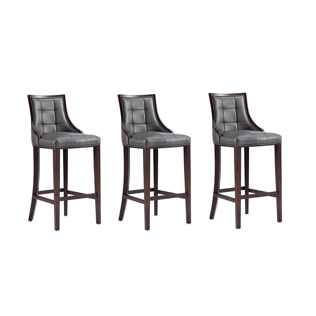 Fifth Avenue Faux Leather Barstool Set of 3 Traditional Style Upholstered Seat Image 1