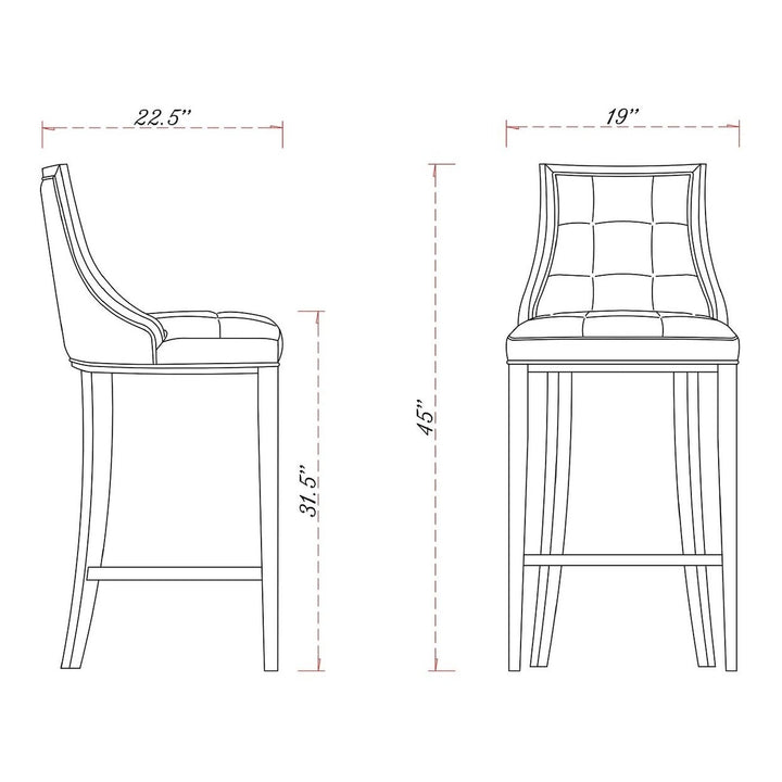 Fifth Avenue Faux Leather Barstool Set of 3 Traditional Style Upholstered Seat Image 3