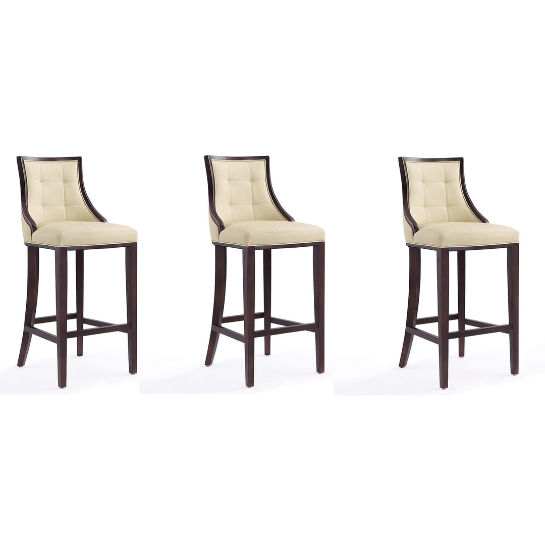 Fifth Avenue Faux Leather Barstool Set of 3 Traditional Style Upholstered Seat Image 5