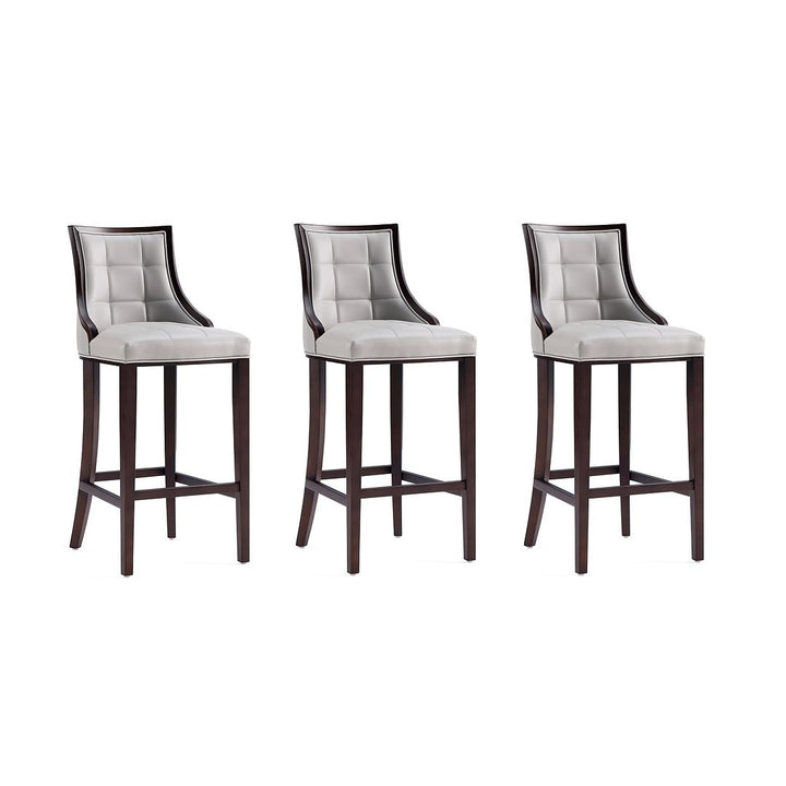 Fifth Avenue Faux Leather Barstool Set of 3 Traditional Style Upholstered Seat Image 6