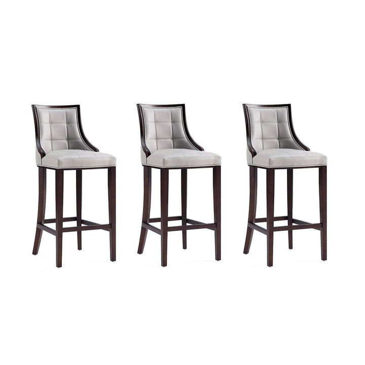 Fifth Avenue Faux Leather Barstool Set of 3 Traditional Style Upholstered Seat Image 1