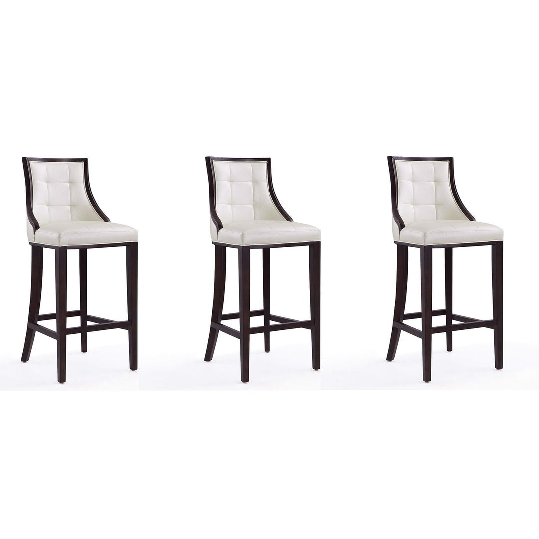 Fifth Avenue Faux Leather Barstool Set of 3 Traditional Style Upholstered Seat Image 1