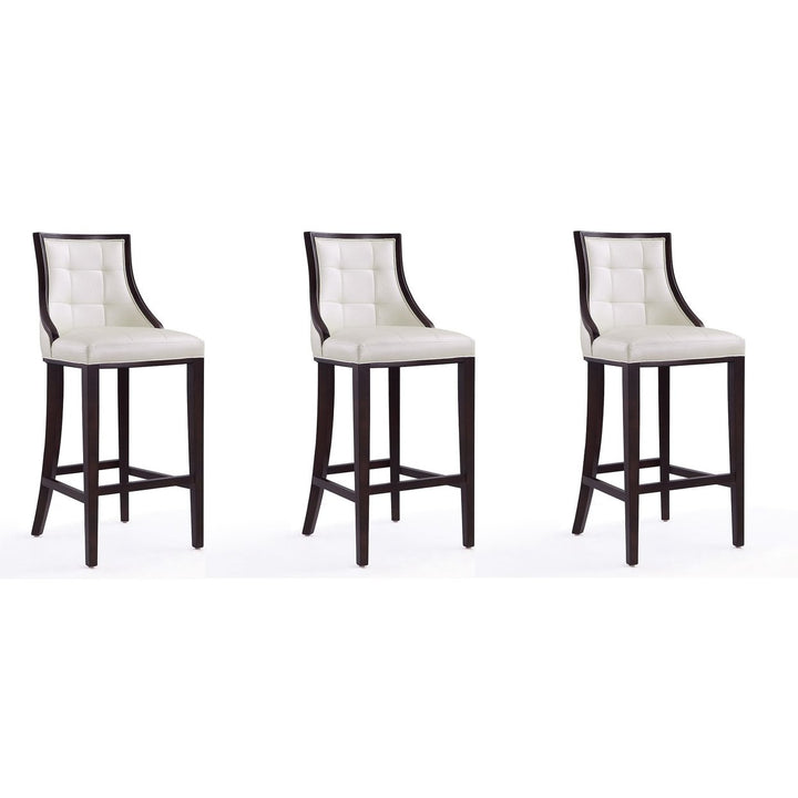 Fifth Avenue Faux Leather Barstool Set of 3 Traditional Style Upholstered Seat Image 1