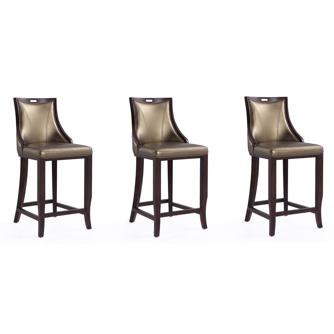 Emperor Faux Leather Barstool Set of 3 Hourglass Walnut Frame Elegant Design Image 1