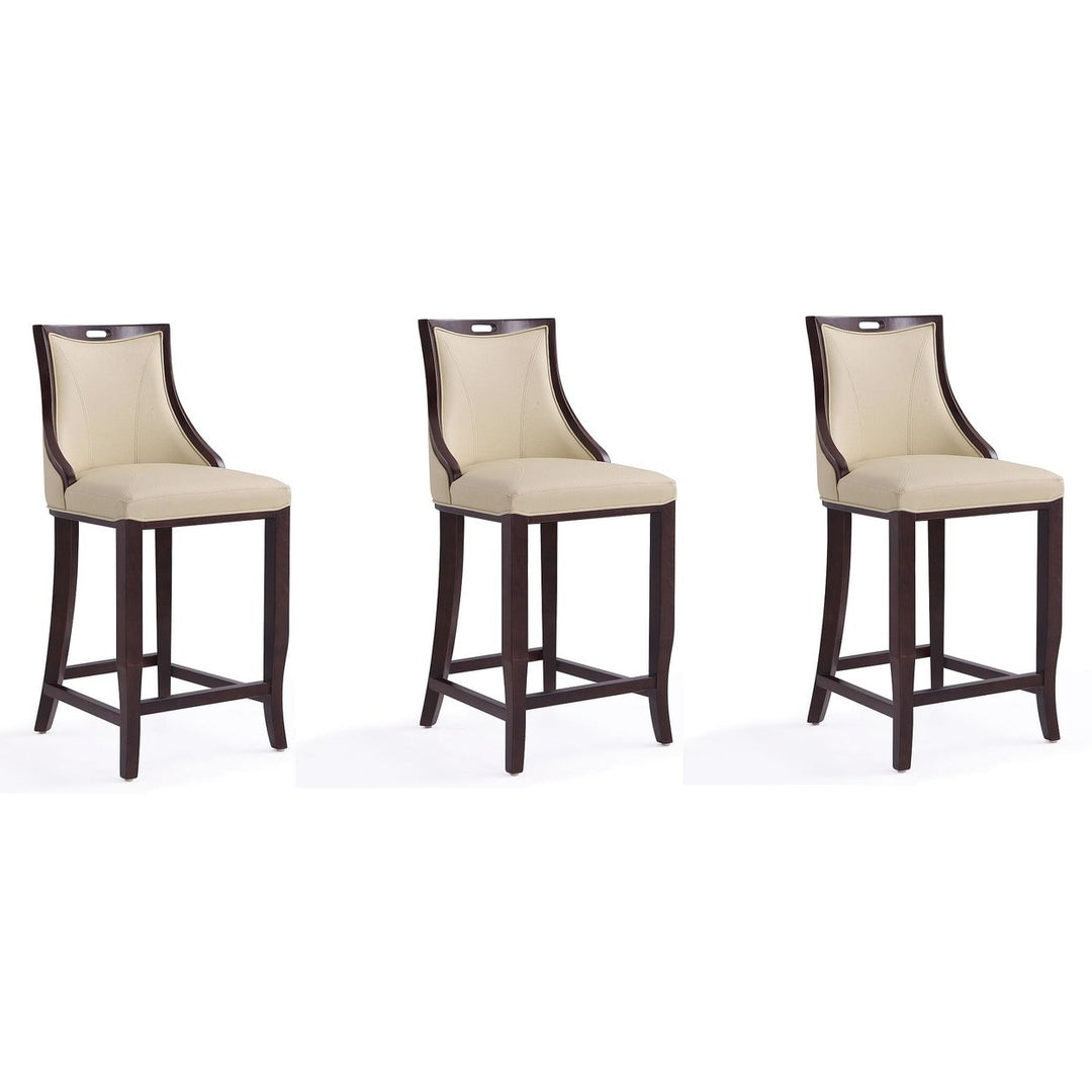 Emperor Faux Leather Barstool Set of 3 Hourglass Walnut Frame Elegant Design Image 1