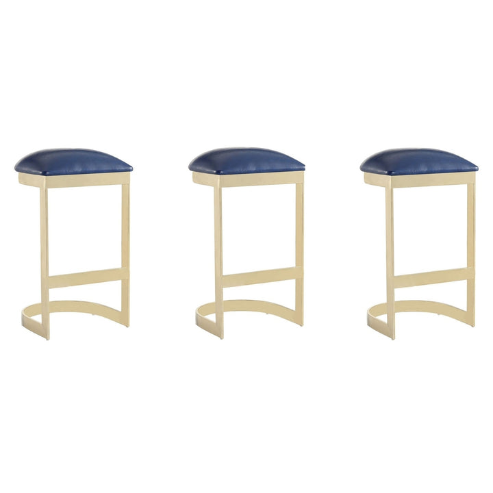 Aura 28.54 in. White and Polished Brass Stainless Steel Bar Stool (Set of 3) Image 4