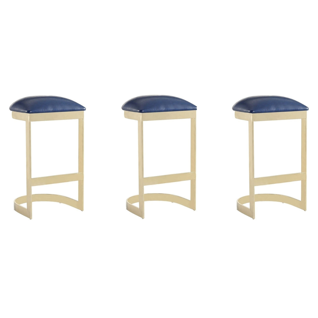 Aura Bar Stool Set of 3 28.54in White Polished Brass Stainless Steel Image 1