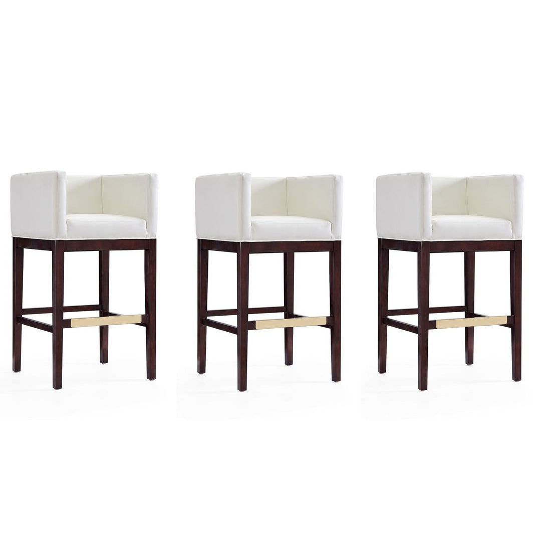 Kingsley Beech Wood Barstool Set of 3 Mid-Century Modern 38 inch Rich Finish Image 1