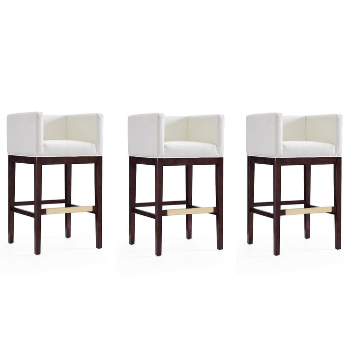 Kingsley Beech Wood Barstool Set of 3 Mid-Century Modern 38 inch Rich Finish Image 1