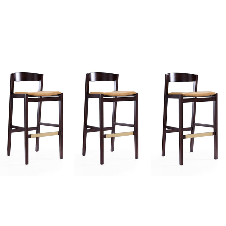 Klismos Beech Wood Barstool Set of 3 40.75 in Curved Back Modern Design Image 3