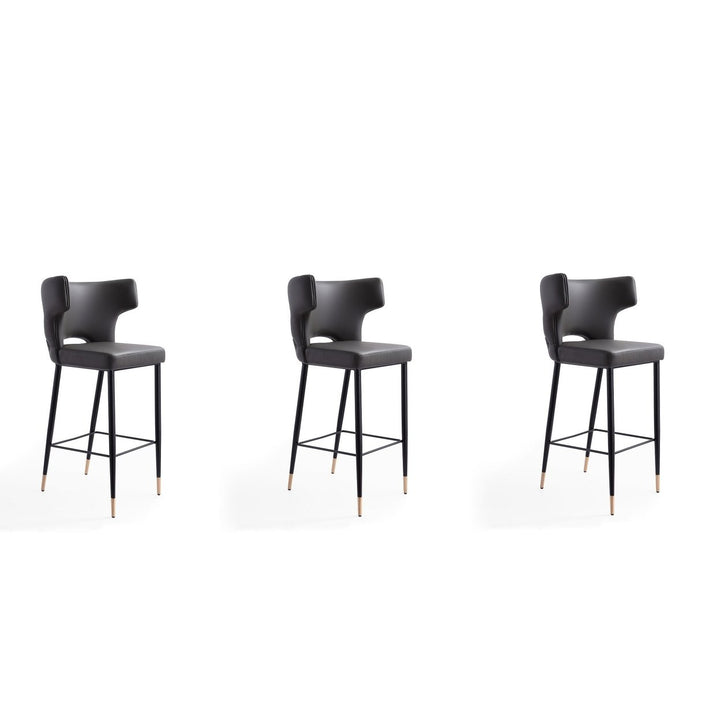 Holguin Barstool Set of 3 Cream Black Gold Upholstered 41.34 inch Lounge Stools Image 1