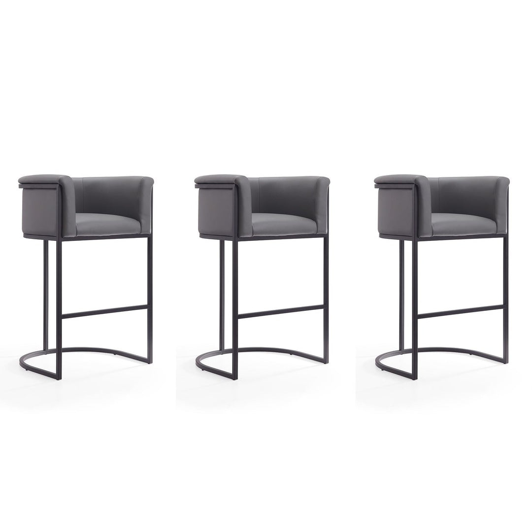 Cosmopolitan Barstool Set of 3 Cream Black Metal Midcentury Modern 37.8 in Image 1