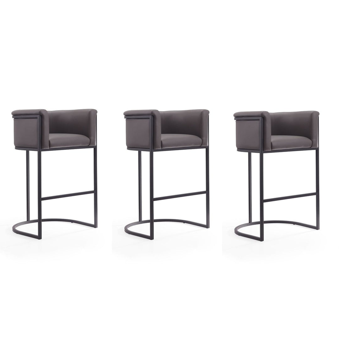 Cosmopolitan Barstool Set of 3 Cream Black Metal Midcentury Modern 37.8 in Image 1