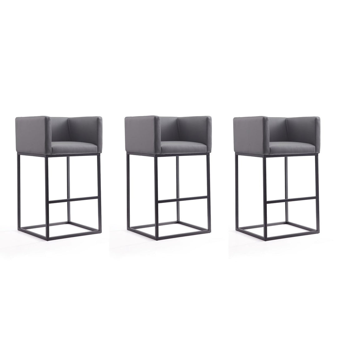 Embassy 38 in Cream Black Metal Barstool Set of 3 Cushioned Postmodern Design Image 1