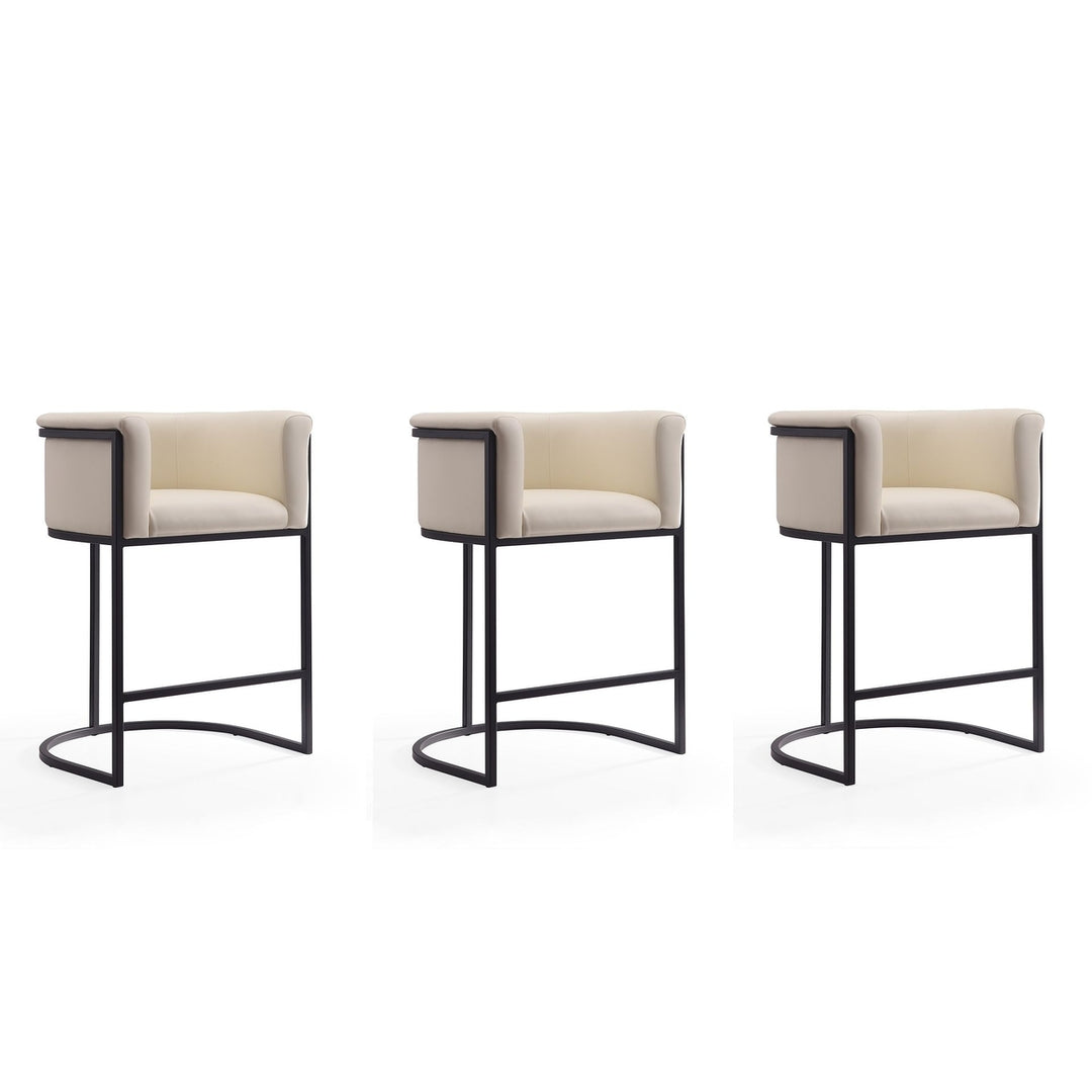 Cosmopolitan Cream Black Metal Counter Height Bar Stool Set of 3 33.8 in Image 1