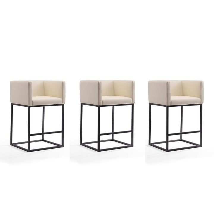 Embassy 34 in Cream Black Metal Counter Height Bar Stool Set of 3 Image 1