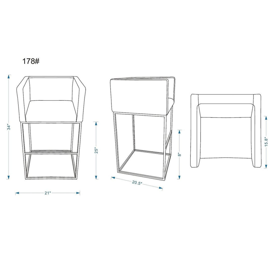 Embassy 34 in Cream Black Metal Counter Height Bar Stool Set of 3 Image 3