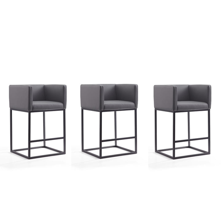 Embassy 34 in Cream Black Metal Counter Height Bar Stool Set of 3 Image 4