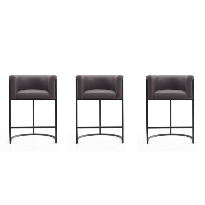 Cosmopolitan Cream Black Metal Counter Height Bar Stool Set of 3 33.8 in Image 1