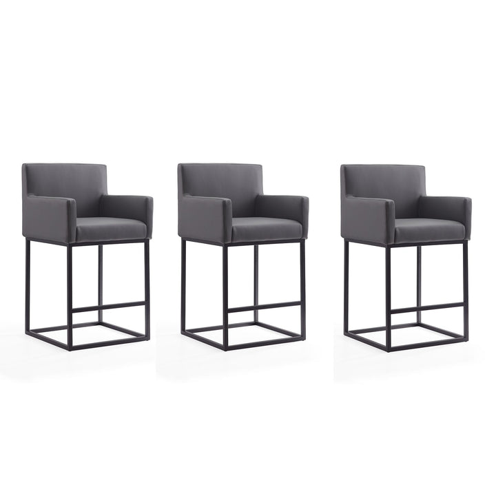 Ambassador 38 in Cream Black Metal Counter Height Bar Stool Set of 3 Image 4