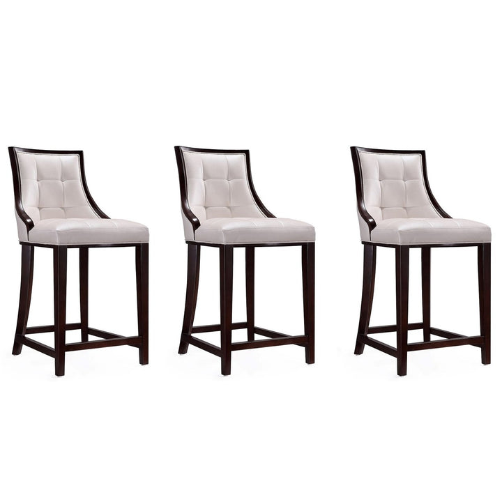 Fifth Avenue Faux Leather Counter Stool Set of 3 Elegant Channel Design Brown Image 1