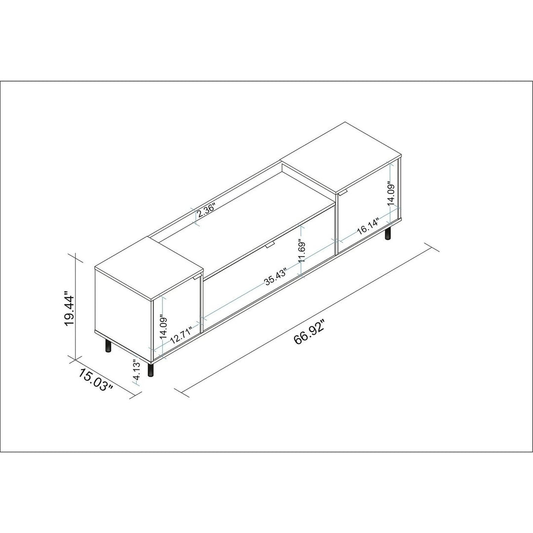 Mosholu 66.93 TV Stand Nut Brown with 3 Shelves and Storage Cabinets Image 3