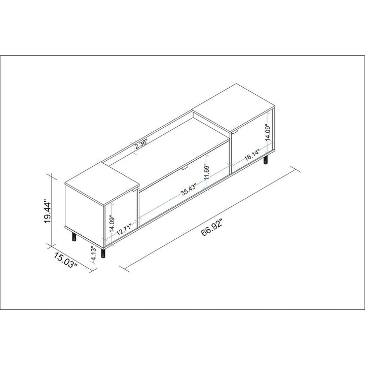 Mosholu 66.93 TV Stand Nut Brown with 3 Shelves and Storage Cabinets Image 3