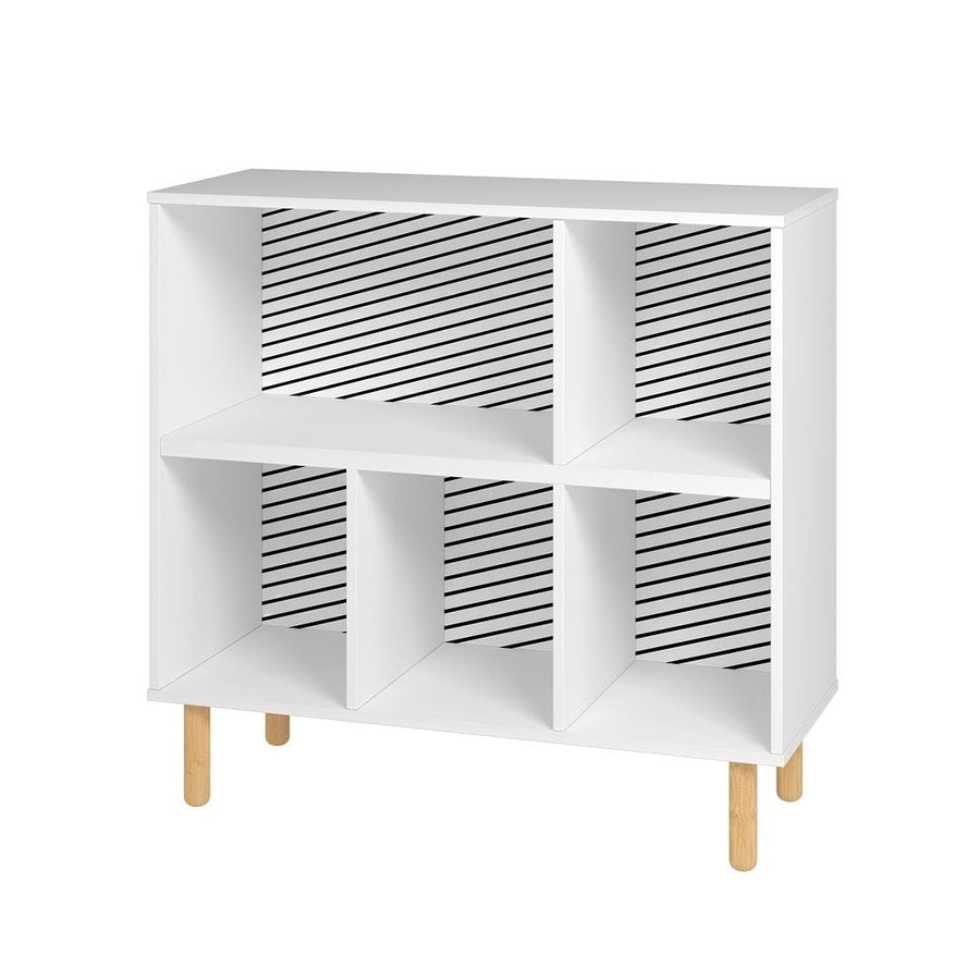 Essex 33.66 Low Bookcase with 5 Shelves in White and Zebra Image 1