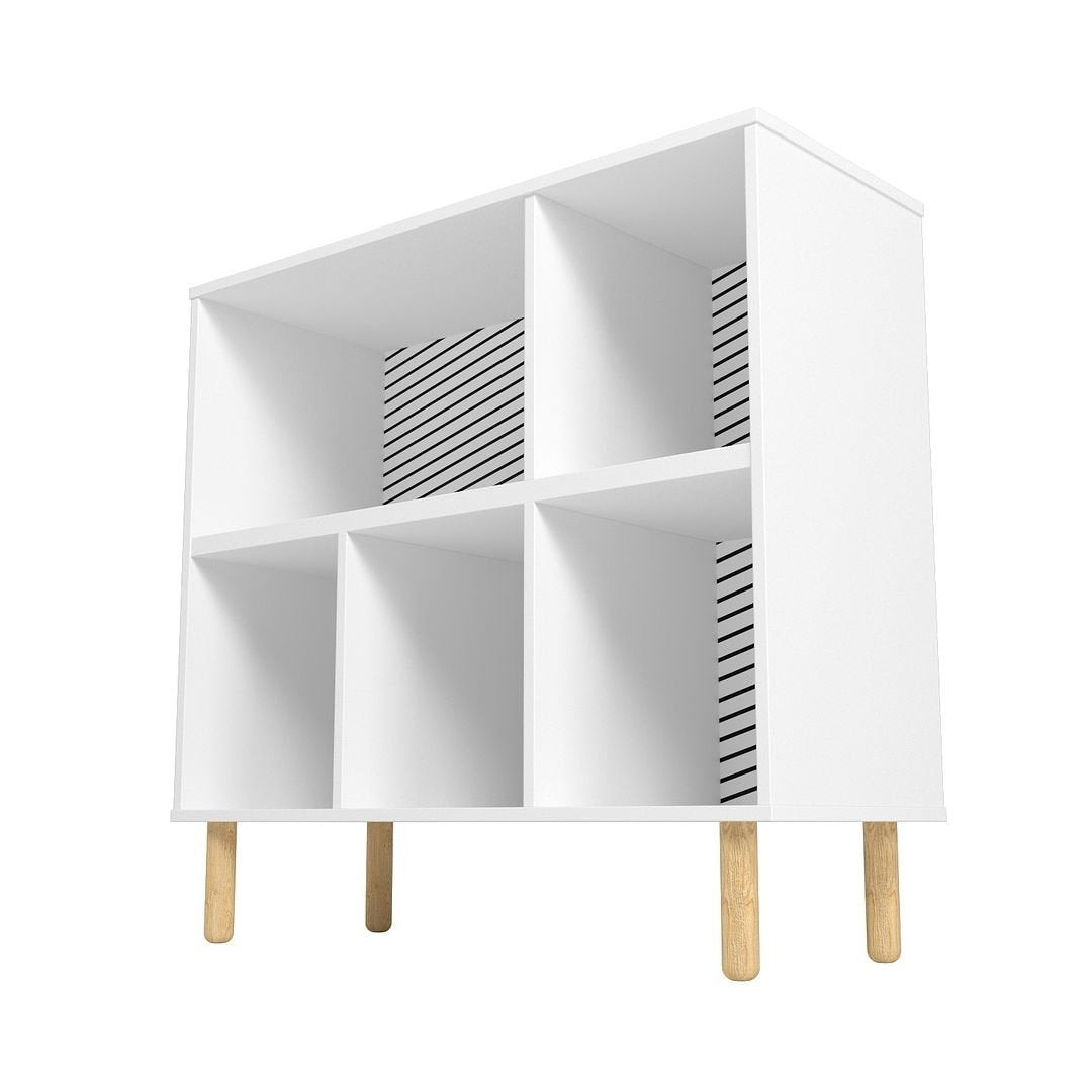 Essex 33.66 Low Bookcase with 5 Shelves in White and Zebra Image 6