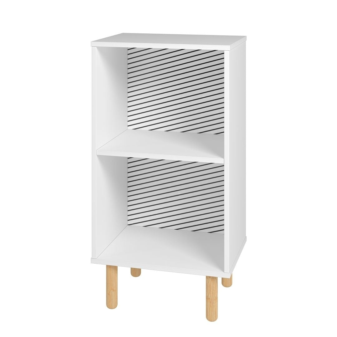 Essex Nightstand with 2 Shelves in White and Zebra Image 1