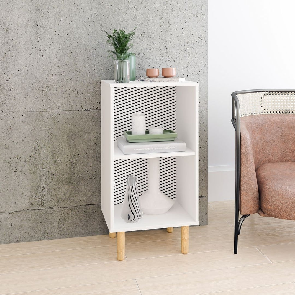 Essex Nightstand with 2 Shelves in White and Zebra Image 2