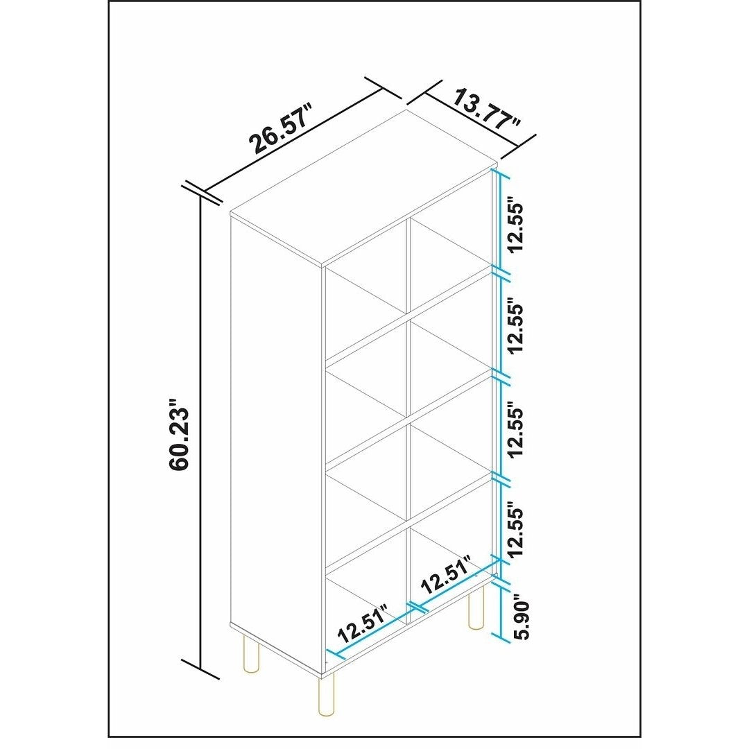 Essex 60.23 Double Bookcase with 8 Shelves in White and Zebra Image 3