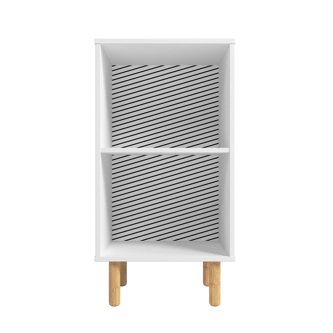 Essex Nightstand with 2 Shelves in White and Zebra Image 5