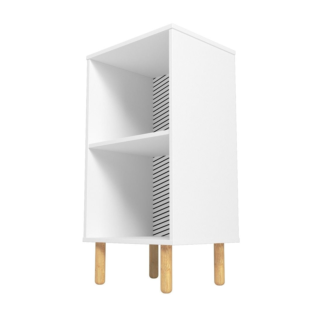 Essex Nightstand with 2 Shelves in White and Zebra Image 7