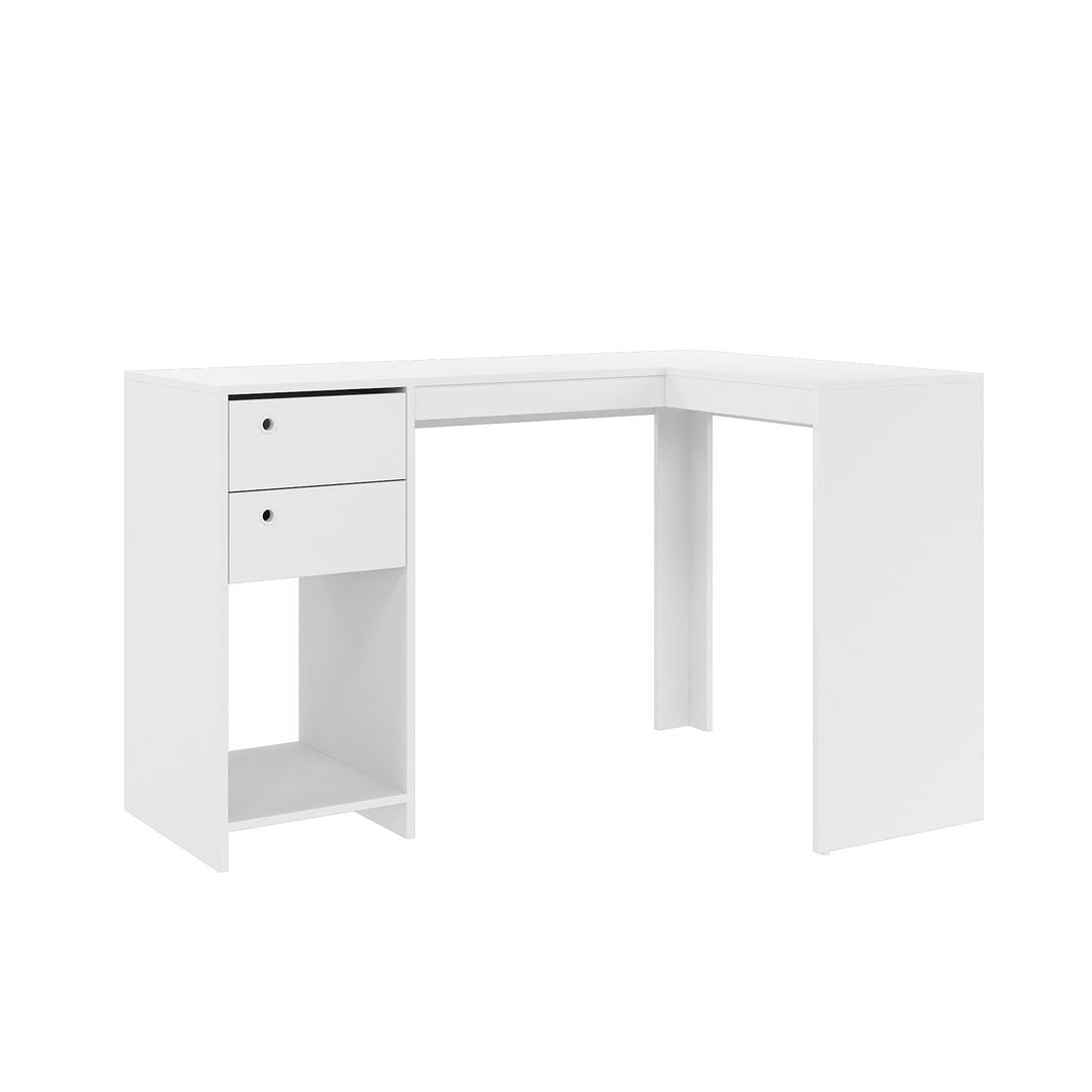 Palermo Classic L-Desk with 2 Drawers and 1 Cubby in White Image 1