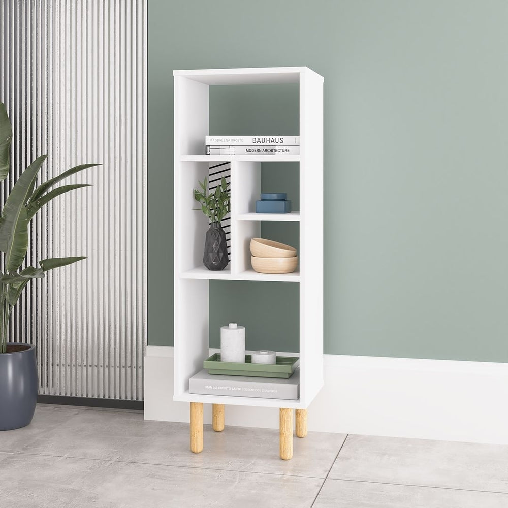 Essex 42.51 Bookcase with 5 Shelves in White and Zebra Image 2