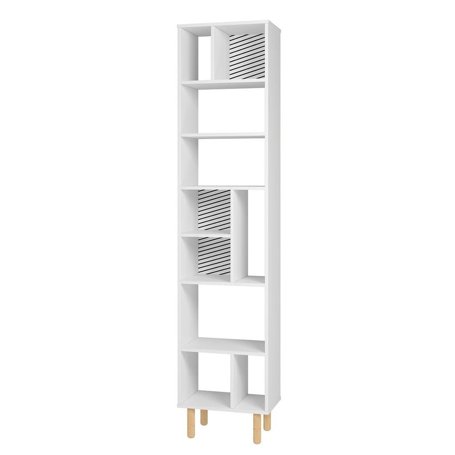Essex 77.95 Bookcase with 10 Shelves in White and Zebra Image 1