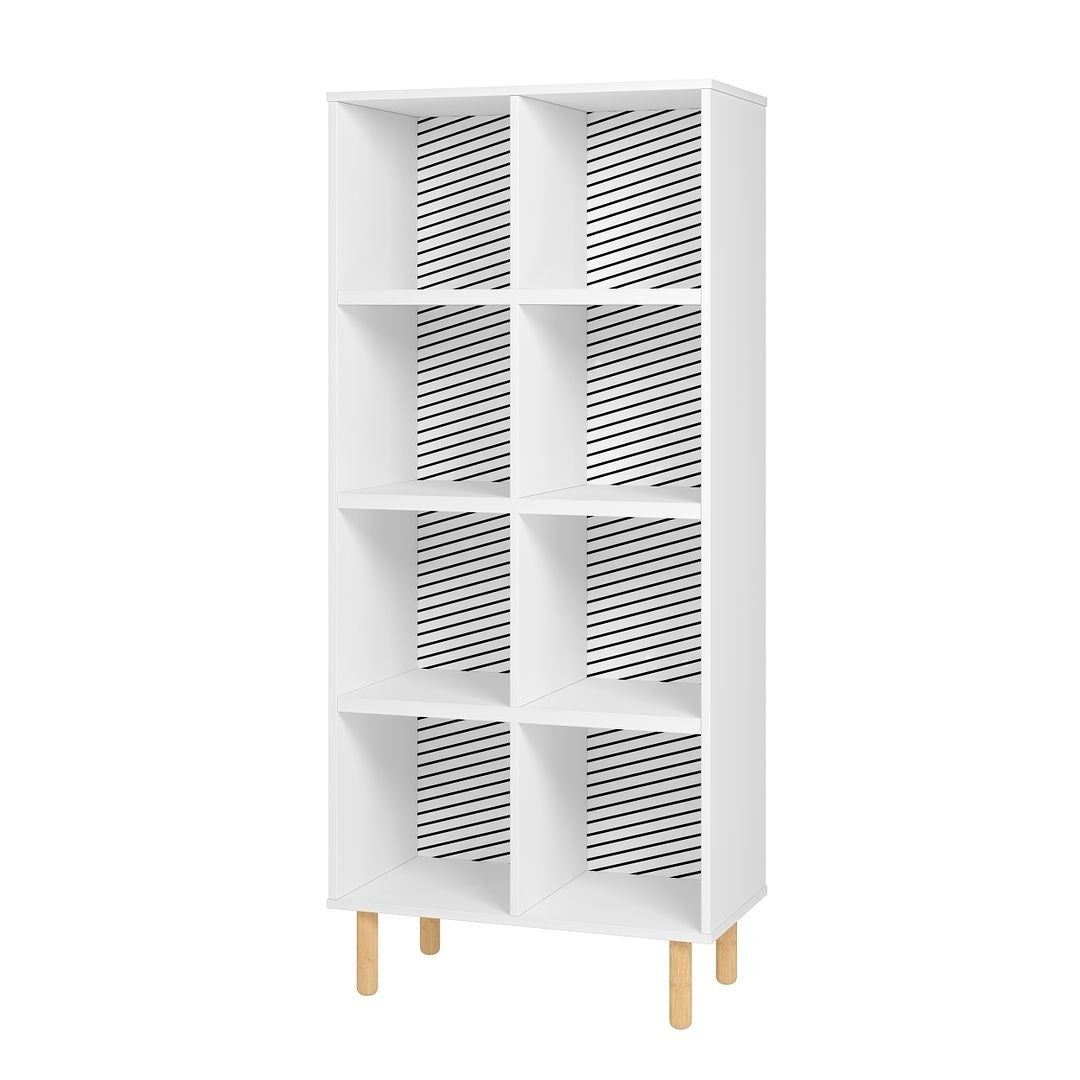 Essex 60.23 Double Bookcase with 8 Shelves in White and Zebra Image 4