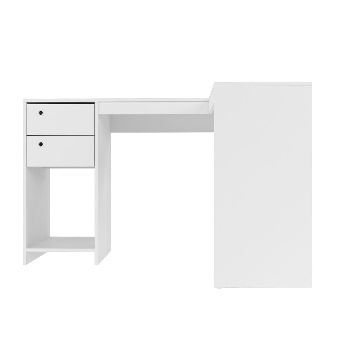 Palermo Classic L-Desk with 2 Drawers and 1 Cubby in White Image 5