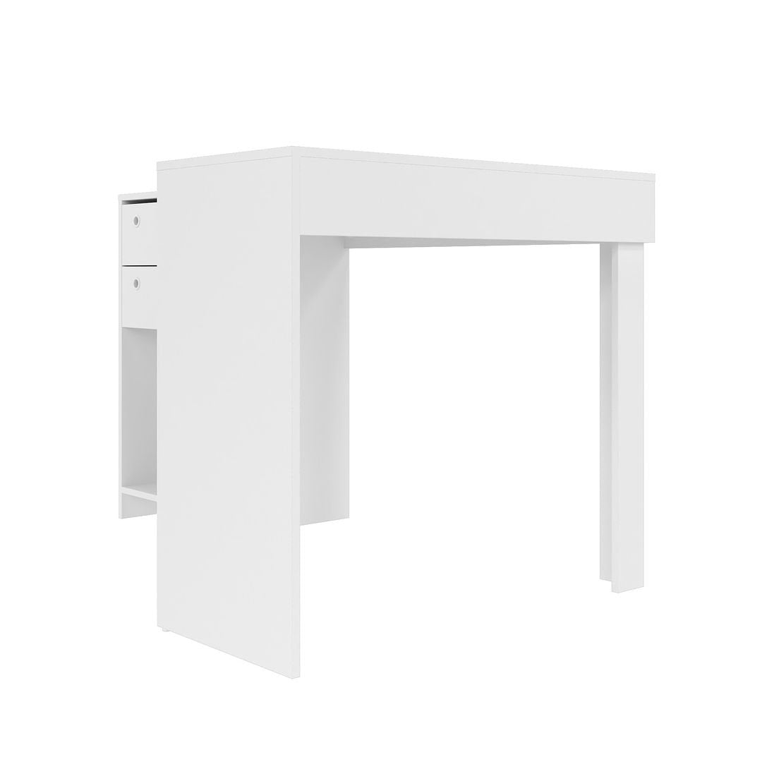 Palermo Classic L-Desk with 2 Drawers and 1 Cubby in White Image 6