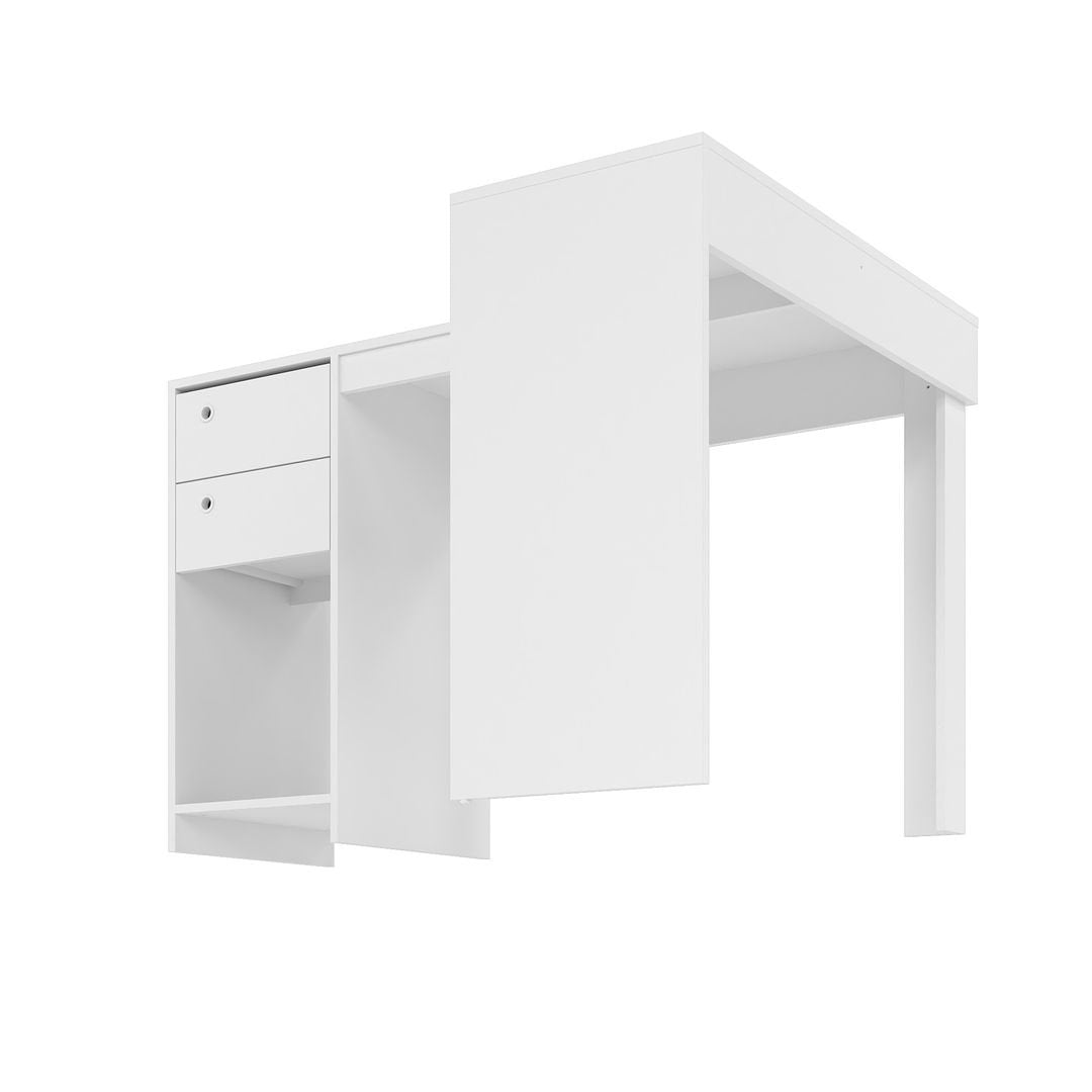 Palermo Classic L-Desk with 2 Drawers and 1 Cubby in White Image 7