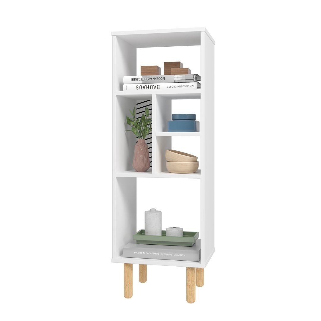 Essex 42.51 Bookcase with 5 Shelves in White and Zebra Image 4