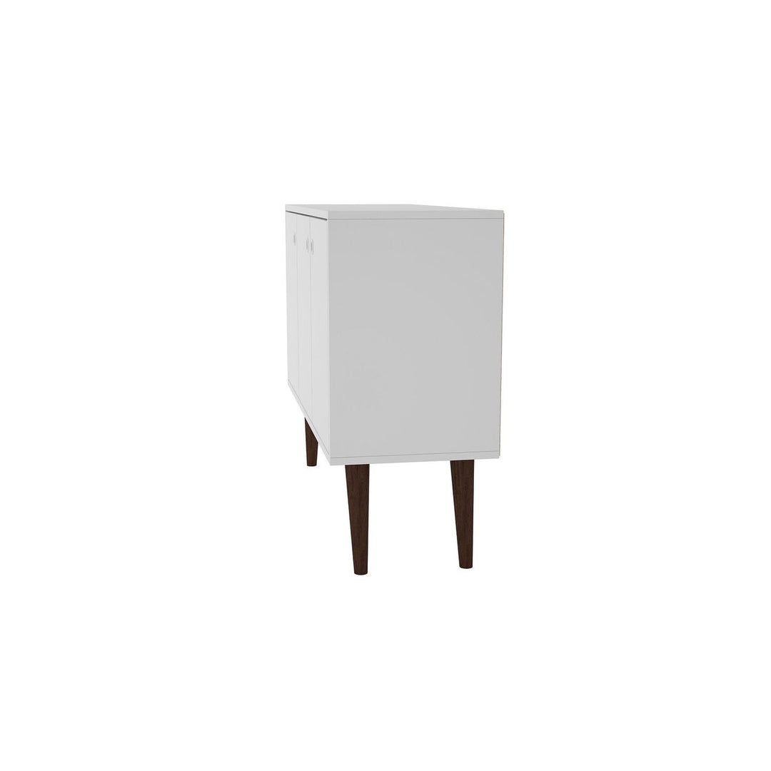 Bromma Buffet Stand 35.43" White Mid-Century Modern 3 Shelves 3 Doors Image 5