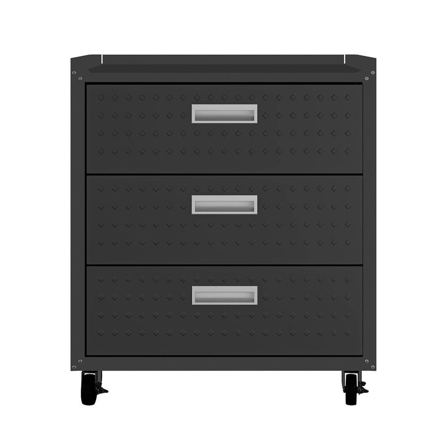 Fortress 31.5" Mobile Garage Chest Textured Metal 3 Drawer Tool Organizer Image 1