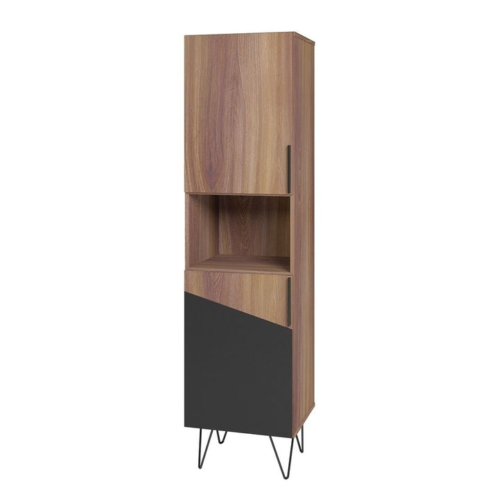 Beekman 17.51 Narrow Bookcase Cabinet 5 Shelves Mid-Century Modern Dark Wood Image 1